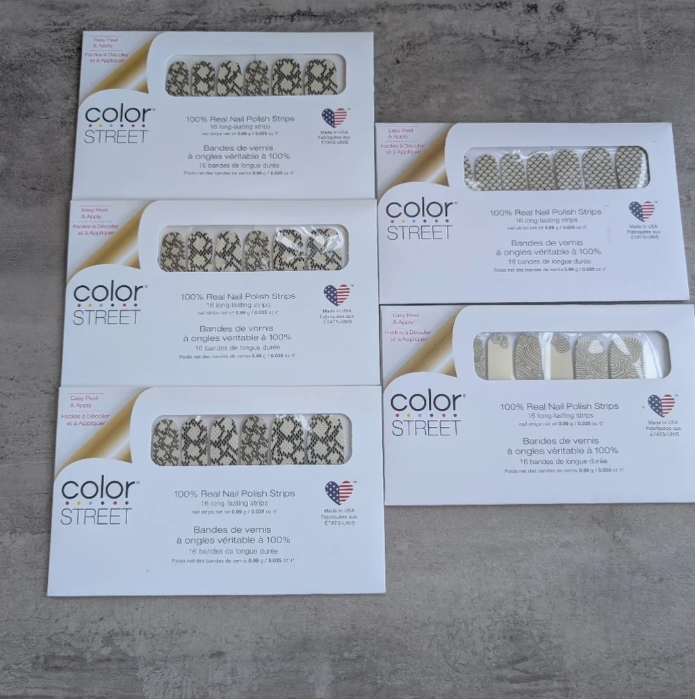 Lot of 5 Color Street 100% Real Nail Polish Strips Stickers Overlays